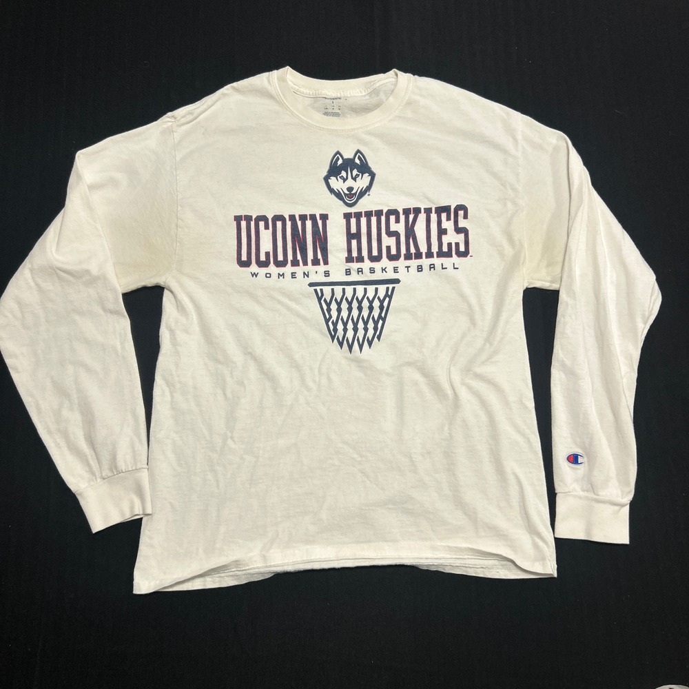 Champion UConn Huskies Womens Basketball Long Sleeve T-Shirt White Large